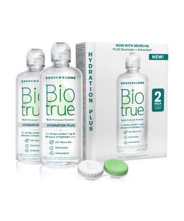 Biotrue Hydration Plus Contact Lens Solution, Multi-Purpose Solution for Soft Contact Lenses, Lens Case Included, 10 Fl Oz (Pack of 2) 10 Fl Oz (Pack of 2) Hydration Plus