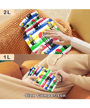 NAANLE Colorful Striped Hot Water Bottle with Cover - 1L for Menstrual Cramps Pain Relief & Heat Therapy - Buy Online on GoSupps.com