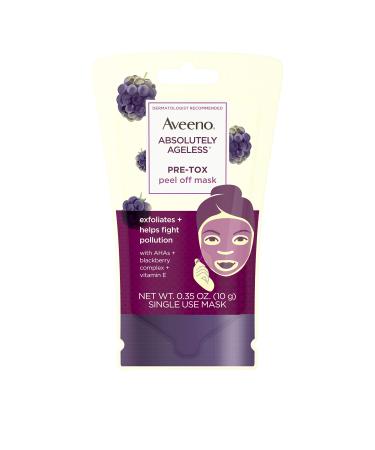 AVEENO Absolutely Ageless Pre-Tox Peel Off Antioxidant Face Mask with Alpha Hydroxy Acids  Vitamin E & Blackberry Complex  Non-Comedogenic  Single Use 0.35 oz