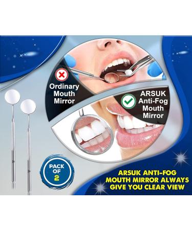 Dental Mouth Mirror Set - Professional Dentist Inspection Tool for Home Use | Pack of 2 Curved Angle Oral Care Mirrors - Buy Online on GoSupps.com