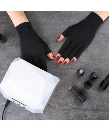 Quesuc 3 Pairs UV Shield Glove Gel Manicures Glove Anti UV Fingerless Gloves Protect Hands from UV Light Lamp Manicure Dryer (Black Purple White) - Buy Online on GoSupps.com