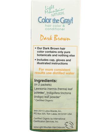 Light Mountain Natural Hair Color & Conditioner - Dark Brown 7 oz | Color the Gray! - Buy Online on GoSupps.com