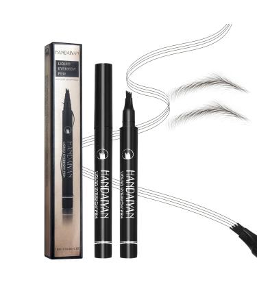 Waterproof Microblading Eyebrow Pen 4 Tip Brow Pencil Liquid Eyebrow Pencil Eye Brow Contouring Pen for Women Creates Natural Brows (Dark Brown #02)