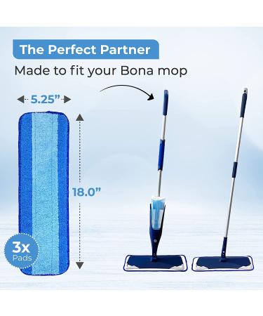 Turbo Mop Pads for Bona - Microfiber Reusable Floor Pad Replacement (3 Pack) - Buy Online on GoSupps.com