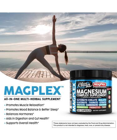 8in1 Magnesium Supplement Complex | Magnesium Glycinate Citrate Malate Gluconate Orotate Carbonate Lactate + Prebiotics Probiotics Digestive Enzymes Magnesio Capsules for Women Men by Clean Nutra - Buy Online on GoSupps.com