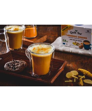 QuikTea Unsweetened Turmeric Ginger Chai Tea Latte - 10 Count - All Natural Assam Chai | Preservative Free & Authentic Instant Drink - Buy Online on GoSupps.com