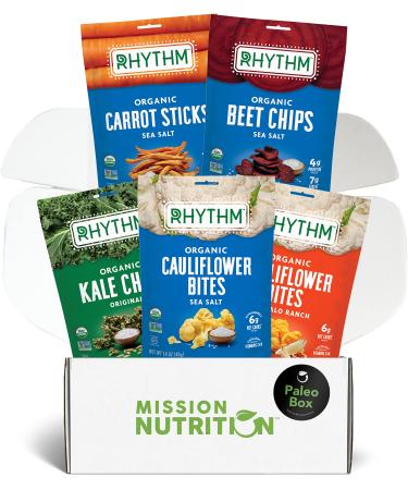 Rhythm Superfoods Cauliflower Bites, Kale Chips, Beet Chips, Carrot Sticks (Variety Box) Organic, Gluten-Free, Vegan, Paleo Friendly Snacks