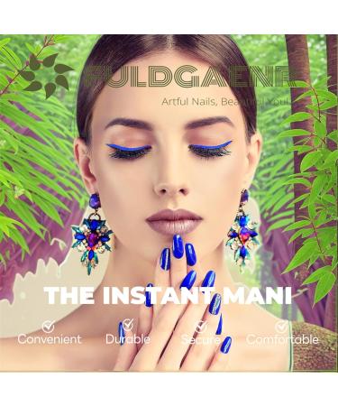 Ombre Press on Nails - Long Square Fake Nails with French Designs & Glitter - 24Pcs Acrylic Nude Pink - Rhinestone Full Cover for Women & Girls - Buy Online on GoSupps.com