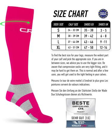 CFA V1 Compression Socks for Men & Women - Running Gym Cycling | Sustainable Danish Design - XL (2 Pairs) - Rosa - Buy Online on GoSupps.com