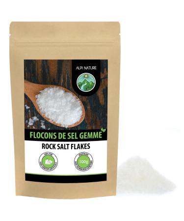 Alpi Nature Flocons de Sel Gemme 100g Gourmet Sel Gemme d'Espagne 0.1-8mm pour la Cuisine 100 g (Lot de 1)
