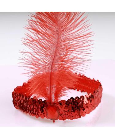 Shop Tseenyi Boho Elastic Sequins Headband for Women & Girls | Red Feather Hair Tie Jewelry | Perfect for Christmas & Stage Performances - Buy Online on GoSupps.com