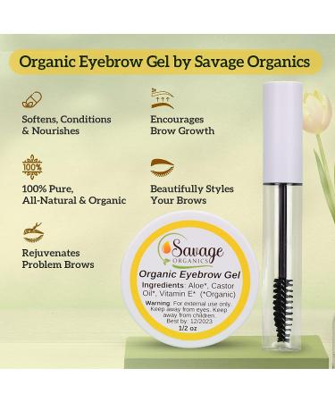 Organic Eyebrow Gel by Savage Organics - All-Natural Formula for Beautiful Brows - 1oz Glass Jar - Buy Online on GoSupps.com