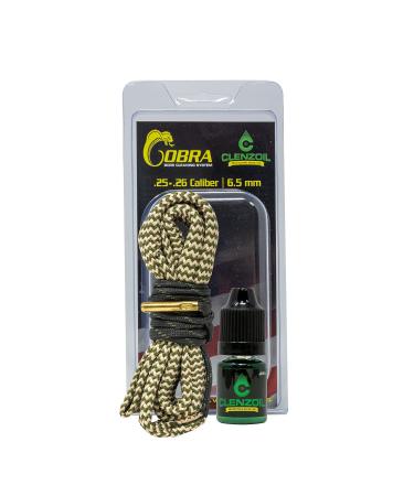 Clenzoil Field & Range 25 Cal 6.5 Creedmoor Cobra Bore Cleaner | Gun Barrel Cleaning Kit for 6.5 Creedmoor | Brass Brush Embedded in Cotton Snake