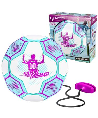 Kids Training Soccer Ball - Size 3 Youth Smart Football with Tether for Juggling, Foot Control, Kicking Practice - Adjustable Cord - Outdoor Soccer Equipment Pink