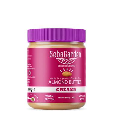 Seba Garden Almond Butter - 500g Pure Natural Creamy Smooth Californian Almonds Butter Spread 100% Almonds Paleo Keto Friendly No Sugar Added - Buy Online on GoSupps.com