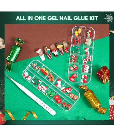 Makartt 3D Nail Jewellery Christmas Stereoscopic Snowman Reindeer Christmas Tree Christmas Socks Snowflake Holiday Nail Art DIY Nail Manicure Decorations Nail Design Accessories with Tweezers - Buy Online on GoSupps.com