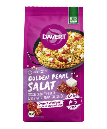 Davert Golden Pearl Salad 170g-noble couscous in pearl shape Mediterranean spices with dried tomatoes in oil-100% Davert organic quality (1 x 170g)