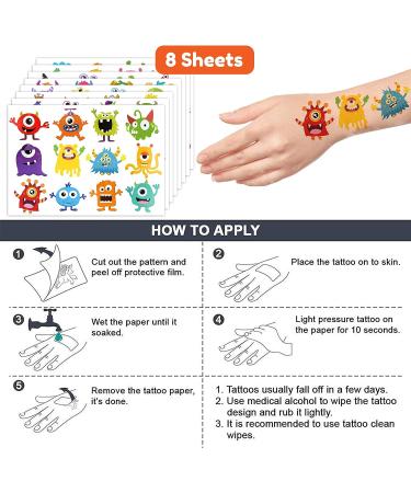 96PCS Monster Temporary Tattoos for Kids Birthday Party Decorations - Cute Little Monster Tattoo Stickers for Boys and Girls - Perfect for Schools, Prizes, and Themed Parties - Buy Online on GoSupps.com