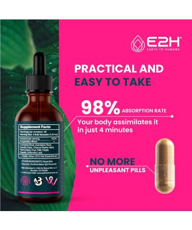 E2H Uric Acid Support Supplement - Tart Cherry and Devil's Claw - Promotes Uric Acid Health & Kidney Function - Non-GMO, Vegan - 2 Fl Oz - Buy Online on GoSupps.com