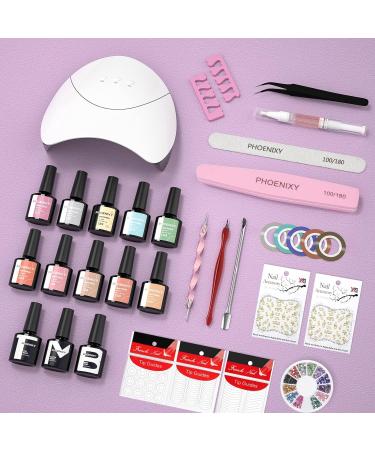 Phoenixy Gel Nail Kit - 10 Colors Soak Off Polishes with 36W UV Lamp | 8ML Gel Nail Polish Set for Women - Gift Set (30 pcs) - Buy Online on GoSupps.com
