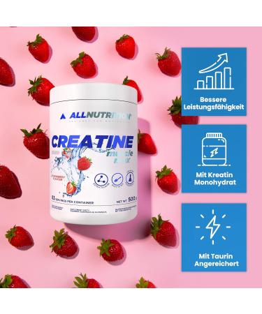 All-Nutrition Creatine Muscle Max - 500g Sugar-Free Creatine Monohydrate with Taurine for Enhanced Performance & Muscle Growth - Strawberry Flavor - Buy Online on GoSupps.com