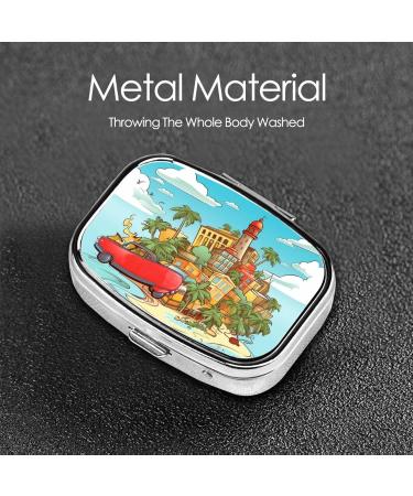 Island of Cuba 2 Compartment Pill Case - Cute Travel Pill Organizer & Purse Pill Box for Pocket Gifts - Buy Online on GoSupps.com