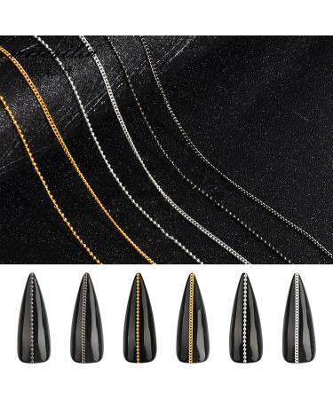 NICENEEDED 12 Strips Metal Nail Art Chains Black Silver White Nail Jewelry Chains Alloy Nail Chains Punk Nail Charms Nail Ornaments Nail Jewels Nail Art Studs for Manicure Decoration - Buy Online on GoSupps.com