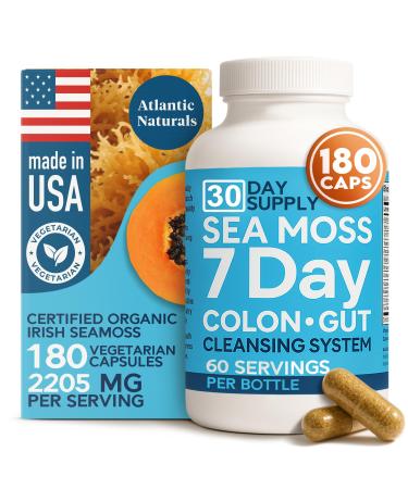 Atlantic Naturals Sea Moss 7-Day Colon & Gut with Psyllium Husk Senna Powder Golden Flax Turmeric & Herbs for Digestive Health Bloating & Natural Flushing for Women & Men - 180 Capsules. Capsule - Digestive System