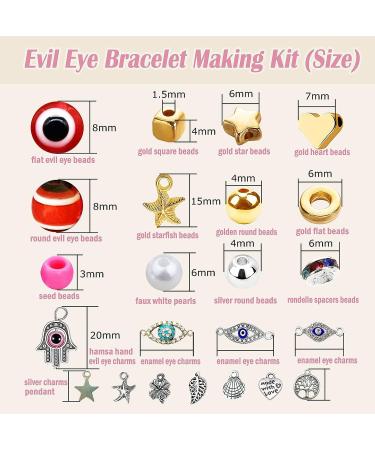 3209pcs Evil Eye Beads Jewelry Making Kit - 28 Styles, 8mm Flat Round Charms, 3mm Glass Seed Beads - DIY Bracelet Necklace Earring Making - 28 Colors - Buy Online on GoSupps.com