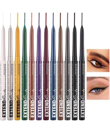  Duroecsain Eyeliner pens gel pencils with smudger tips 12 waterproof eyebrow colors | Long-lasting professional gel pens cosmetic makeup set - Buy Online on GoSupps.com