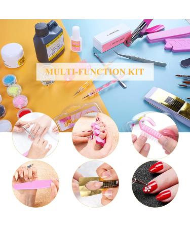 SPTHTHHPY Acrylic Nail Kit - Pink White Clear Acrylic Powder & Liquid Set for Nail Extension - Manicure Tools & Glitter Brush Included - Beginner Friendly - 120ML - Buy Online on GoSupps.com