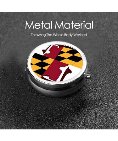 Maryland Flag Round Pill Box | 3 Compartment Portable Travel Organizer for Medicine & Vitamins - Buy Online on GoSupps.com