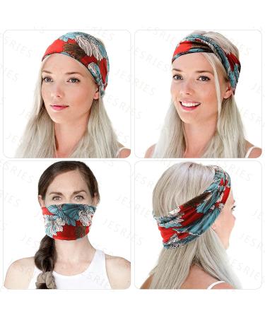 Jesries 12 Pack Boho Printed Headbands for Women - Non Slip Hair Bands for Sport, Yoga, Running - Elastic Sweat Hair Wrap for Girls - Buy Online on GoSupps.com