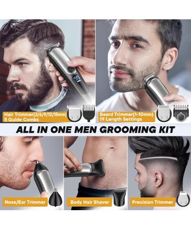 Premium Beard Trimmer for Men - Cordless Rechargeable Waterproof Electric Razor & Grooming Kit with LED Display | Ideal Gifts for Dads & Boys - Buy Online on GoSupps.com
