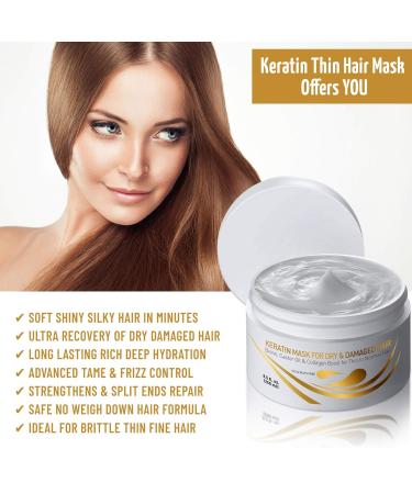 Vitamins Keratin Shampoo and Hair Mask Kit for Thin Fine Hair - Salon Protein Treatment Set for Dry, Damaged, Color Treated Hair - Buy Online on GoSupps.com