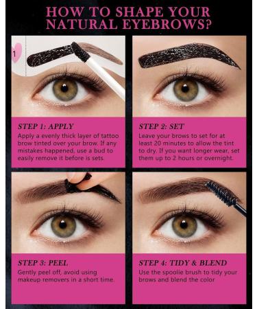  Lestpola Peel Off Waterproof Eyebrow Colouring Gel Long Lasting Clear Wax - Natural Tattoo Gel - Up to 3 Days with Eyebrow Stencil and Brush - 01# - Buy Online on GoSupps.com