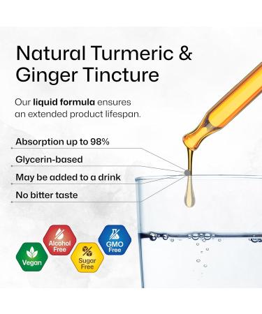 BIO KRAUTER Turmeric and Ginger Supplement - Pure Vegan Liquid Turmeric & Ginger Tincture with Pepper 4 Fl.Oz 56 Days of Supply - Curcumin Drops for Joint Support Antioxidant & Immune Support 4 Fl Oz (Pack of 1) - Buy Online on GoSupps.com