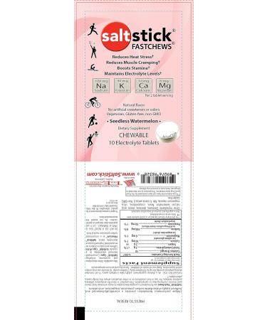 SaltStick Fastchew Electrolyte Replacement Tablets - Watermelon Flavor 10 Count for Optimal Rehydration | International Shipping Available - Buy Online on GoSupps.com