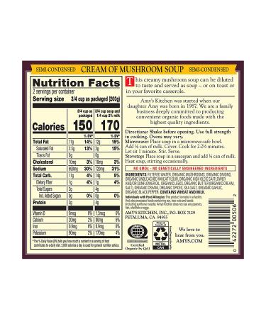 Amy's Organic Cream of Mushroom Soup 14.1oz Cans - Pack of 12 | Vegan, Gluten-Free - Buy Online on GoSupps.com