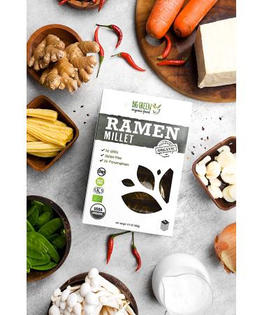 Big Green Organic Millet Ramen: Gluten-Free, Lectin-Free, Non-GMO, Vegan - 6g Protein - Wheat and Rice Alternative - 10.5 oz - Buy Online on GoSupps.com