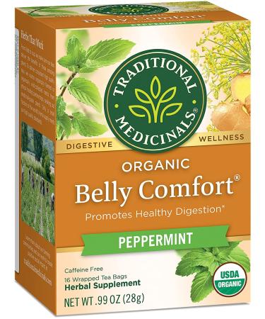 Traditional Medicinals Organic Belly Comfort Tea - Caffeine-Free Peppermint, 16 Wrapped Bags (0.99 oz) - Buy Online on GoSupps.com