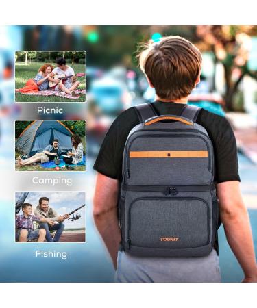 TOURIT Double Decks Insulated Backpack Cooler - Waterproof & Lightweight for Men | Camping, Picnic, Hiking, Beach, Park - Dark Gray - Buy Online on GoSupps.com