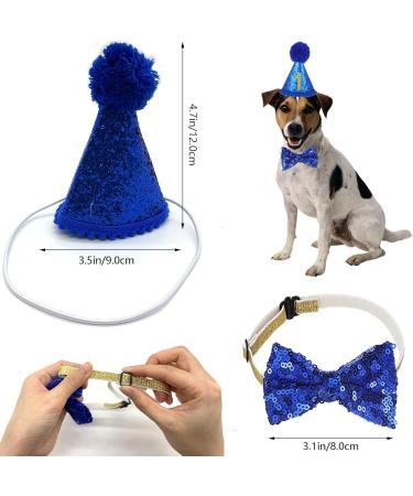 Shop Dher Pet Birthday Set - Gold Sequin Hat & Decor for Dogs & Cats - Festive Party Accessories (Blue) - Buy Online on GoSupps.com