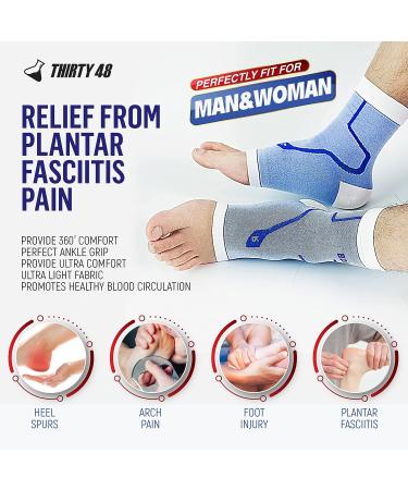 Thirty48 Plantar Fasciitis Compression Socks - 20-30 mmHg Foot Sleeves for Arch & Heel Support - Reduce Swelling & Boost Circulation - Black, Medium - Buy Online on GoSupps.com