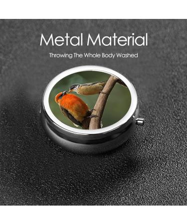 Red Birds Printed Mini Round Pill Box | 3 Compartment Travel Organizer & Portable Medicine Case - Buy Online on GoSupps.com