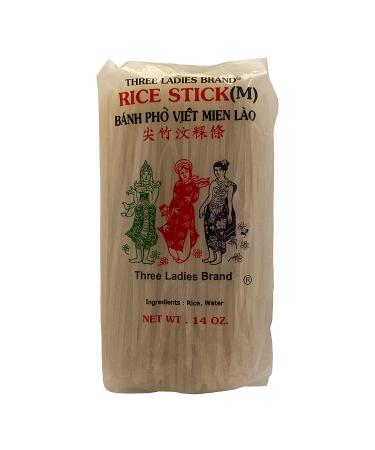 Three Ladies Rice Stick Noodles 14 Oz - Pack of 3 | Authentic Asian Rice Noodles - Buy Online on GoSupps.com