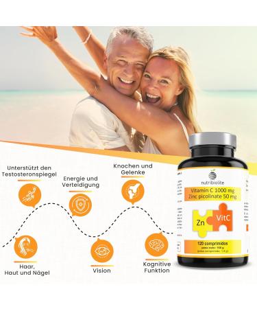 Buy Vegan Vitamin C 1000 mg + Zinc Picolinate 50 mg | 120 Tablets for Immune Support | Shop Internationally - Buy Online on GoSupps.com