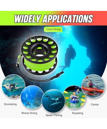 Aluminum Alloy Scuba Diving Reel with 30m High Visibility Line - Ideal for Wreck Cave Exploration | Fluorescent Green - Buy Online on GoSupps.com
