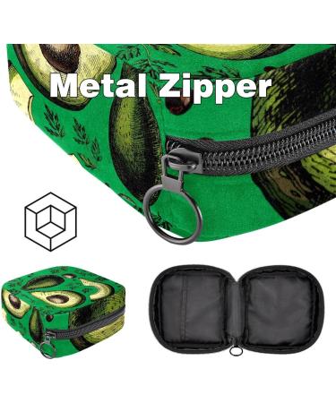 Reusable Menstruation Pad Bag with Zipper | Eco-Friendly Women's Tampon & Napkin Organizer - Avocado & Leaves Design - Buy Online on GoSupps.com