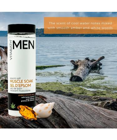 Vitabath Men's Amber Woodland Epsom Salt Muscle Soak - 21.2 oz for Workout Recovery & Relaxation - Buy Online on GoSupps.com